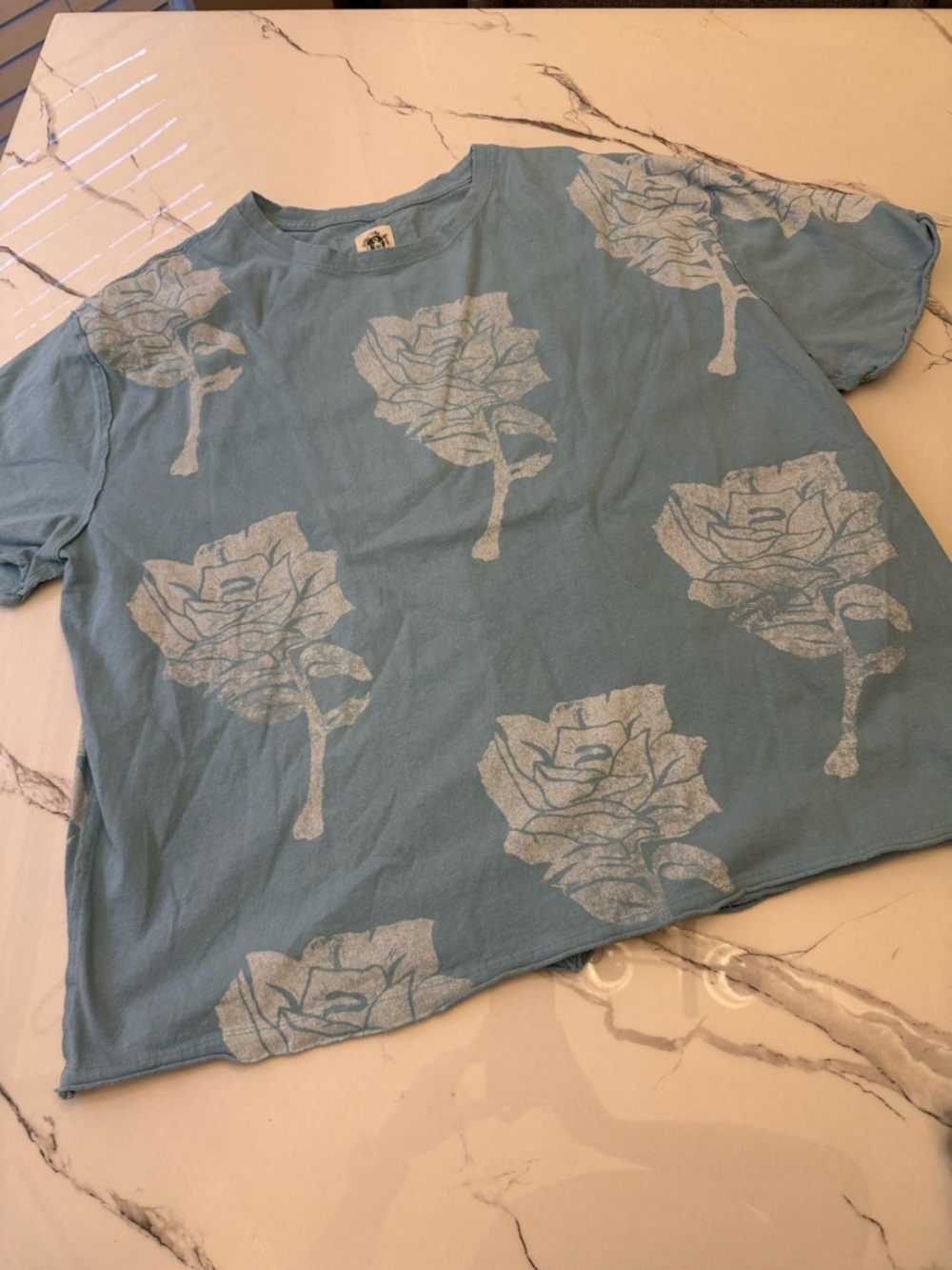 Blue Floral Graphic Tee
